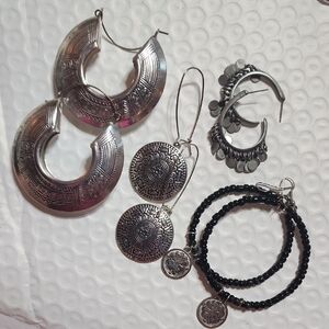 Elegant Silver and Black Earring Lot